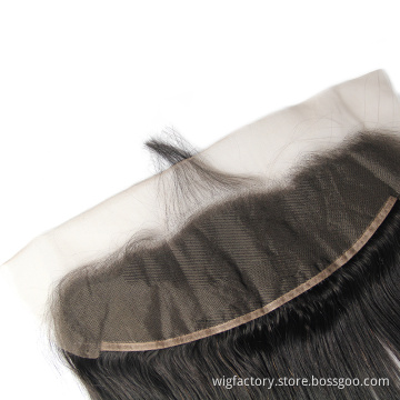 Matched hair bundles natural color 13x4 transparent lace front, pre plucked natural hairline transparent lace frontal